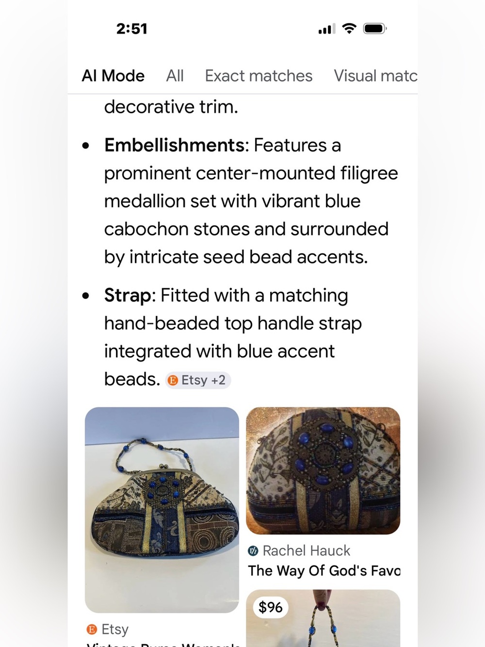 Beaded tapestry evening bag with magnetic closure. Great condition. - Picture 13 of 13